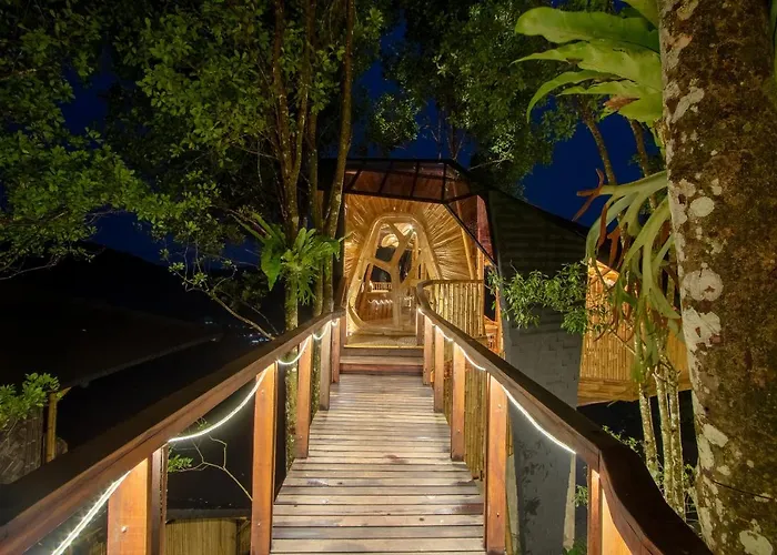 Cliffside Bamboo Treehouse With Heated Pool And View