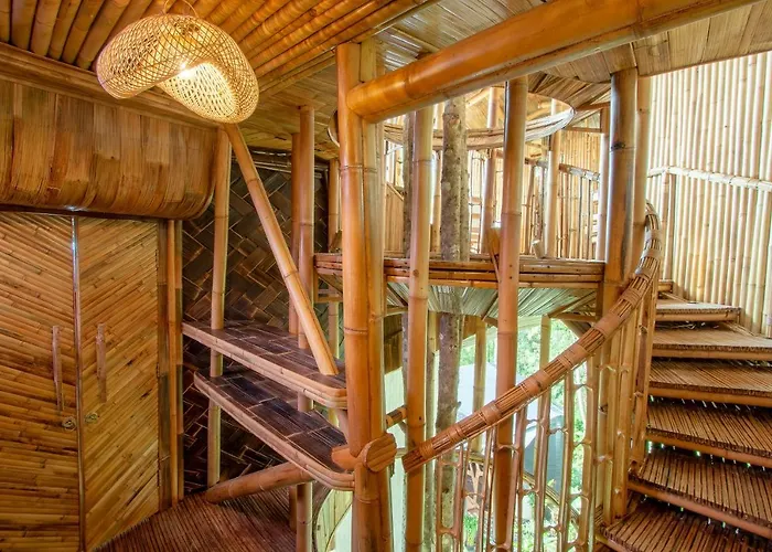 Cliffside Bamboo Treehouse With Heated Pool And View